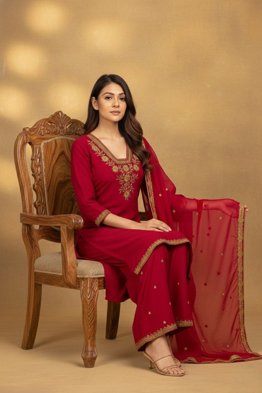 Rani Pink Embroidered Suit Set