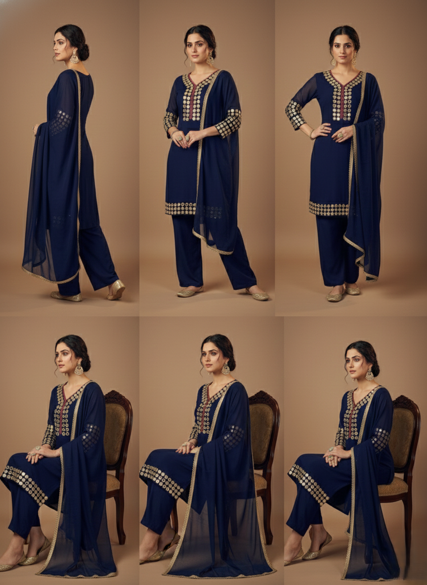 Mirror-Work Kurta & Palazzo Set