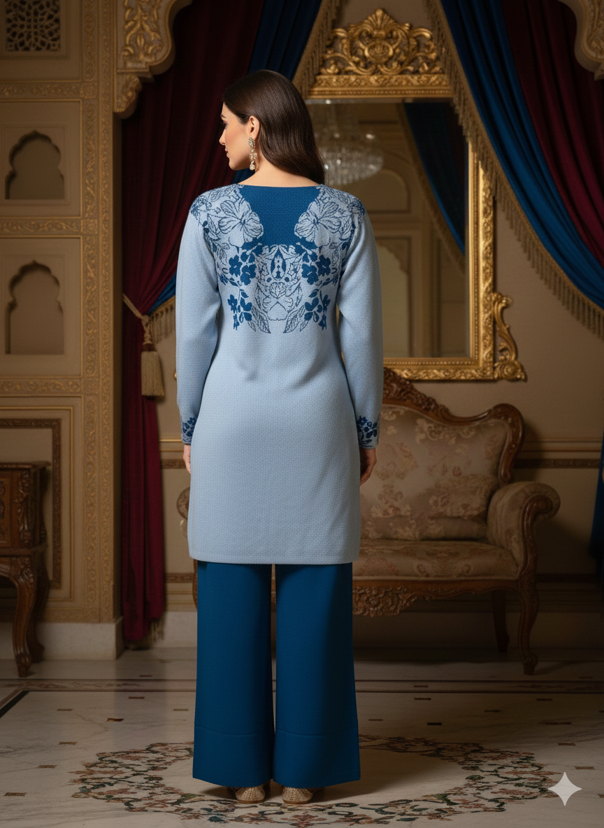 Sky Blue Winter Knit Suit Set