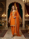 Orange Mirror-Work Suit Set