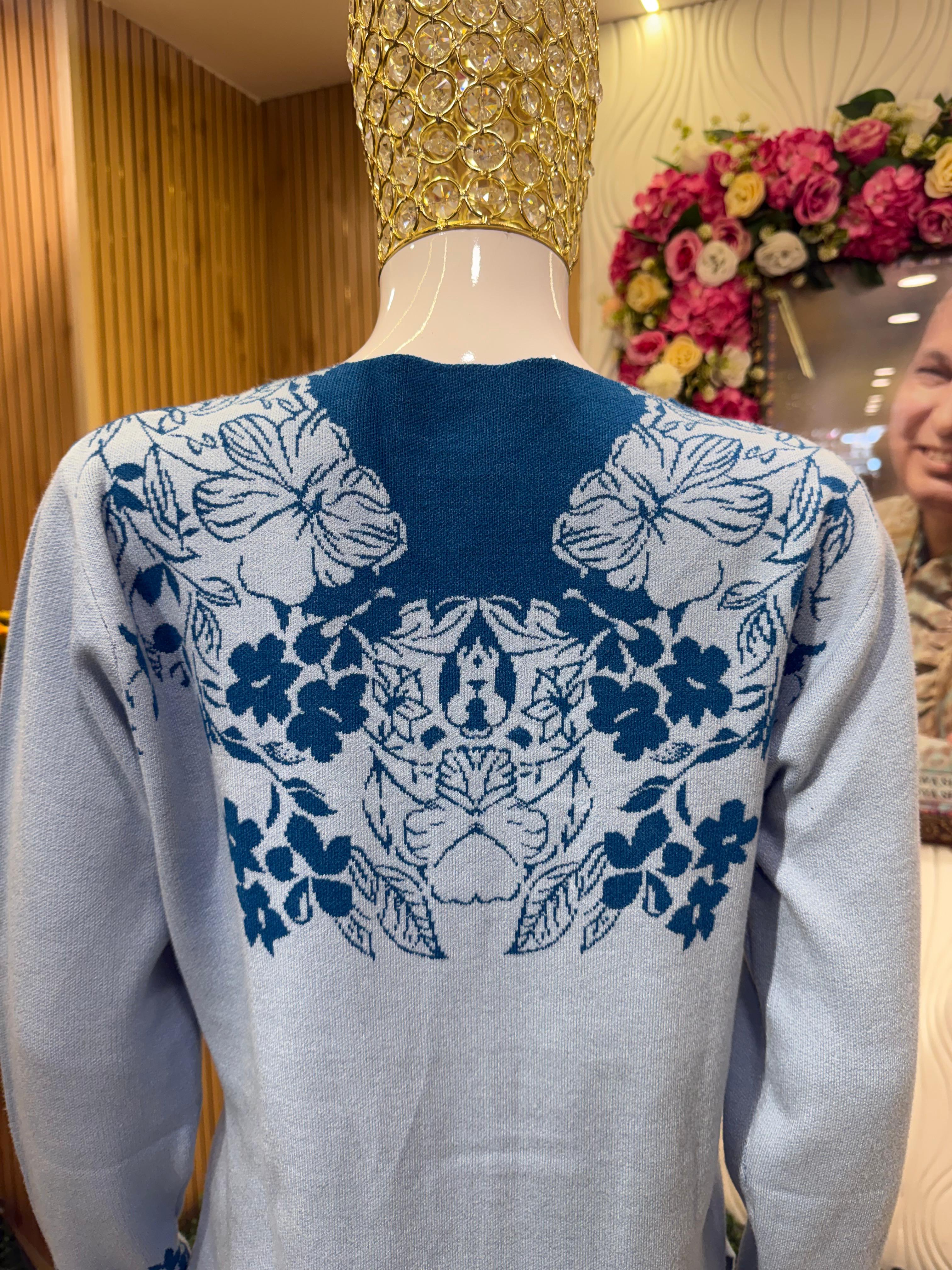 Sky Blue Winter Knit Suit Set