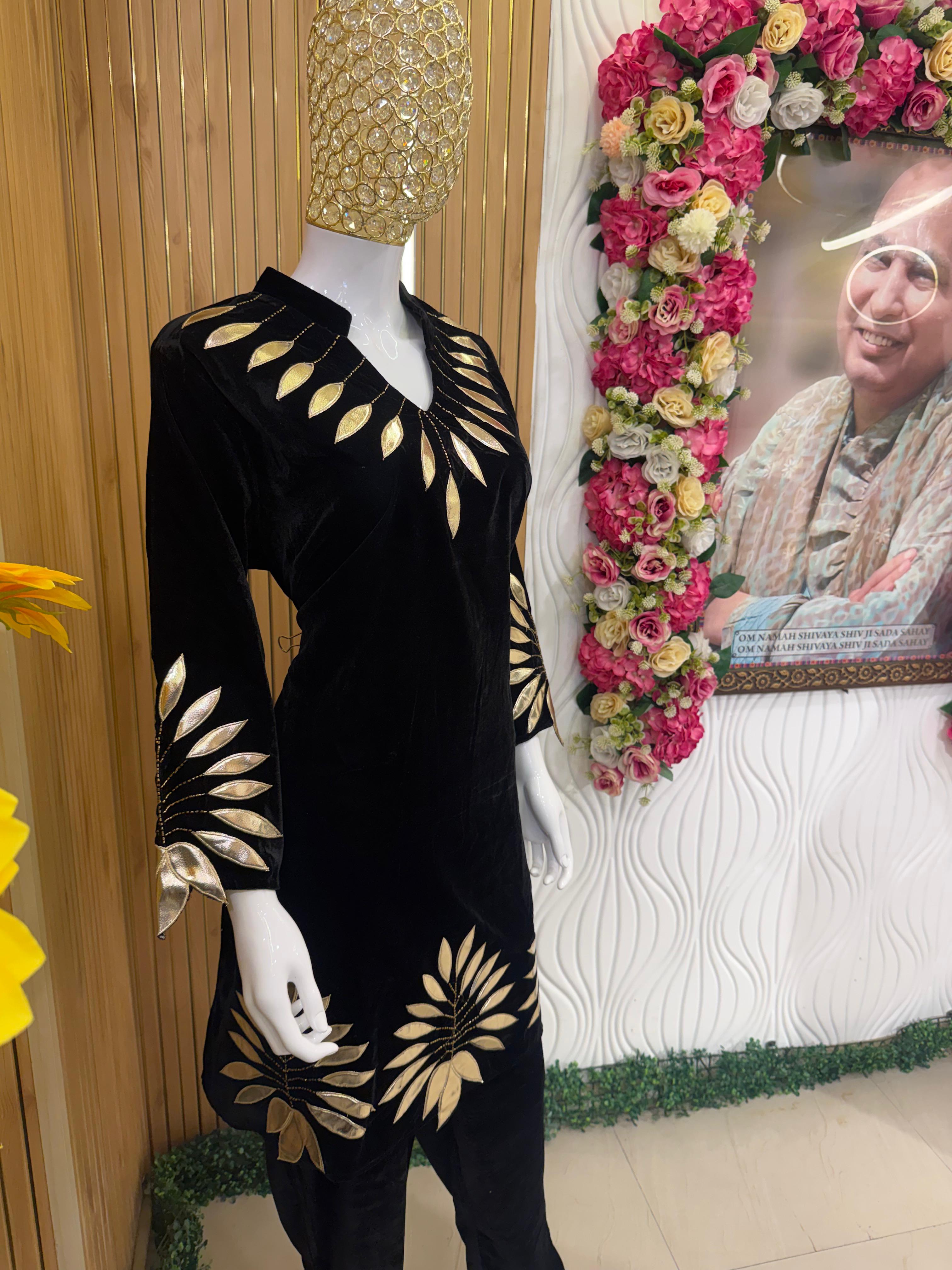 Black Velvet Statement Suit Set