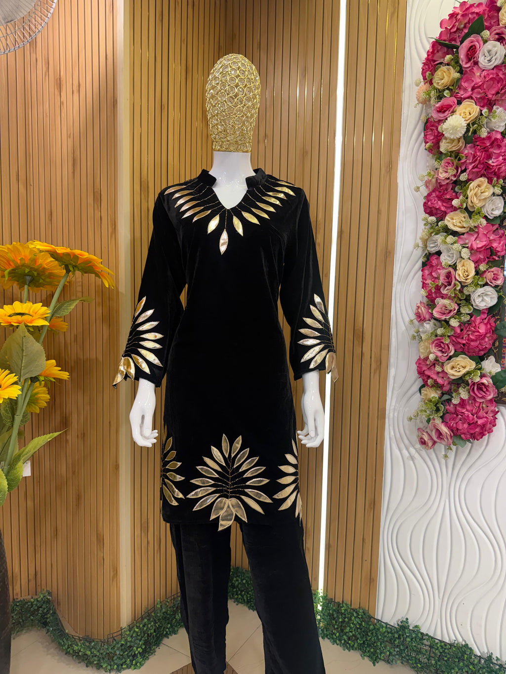 Black Velvet Statement Suit Set