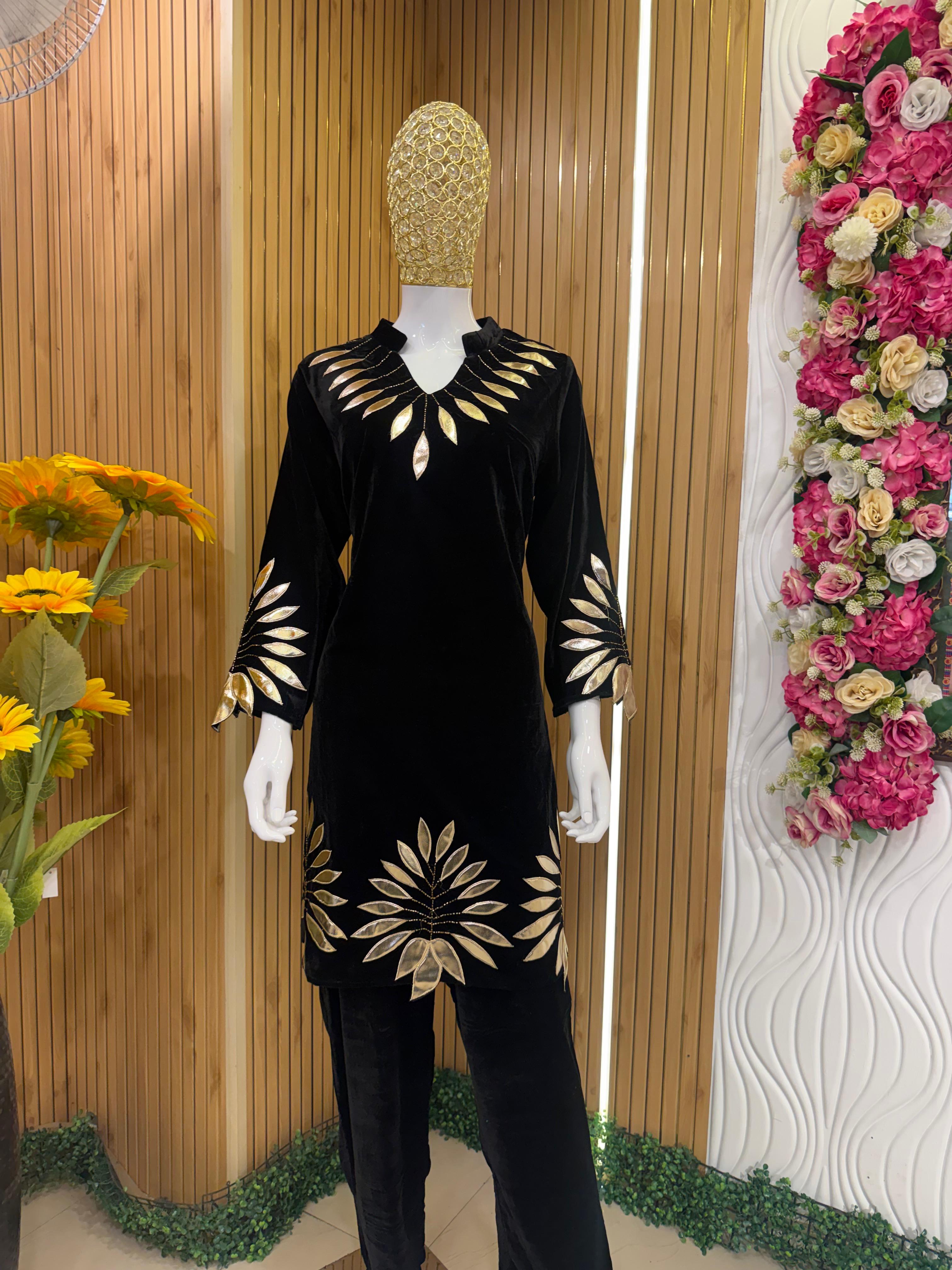 Black Velvet Statement Suit Set