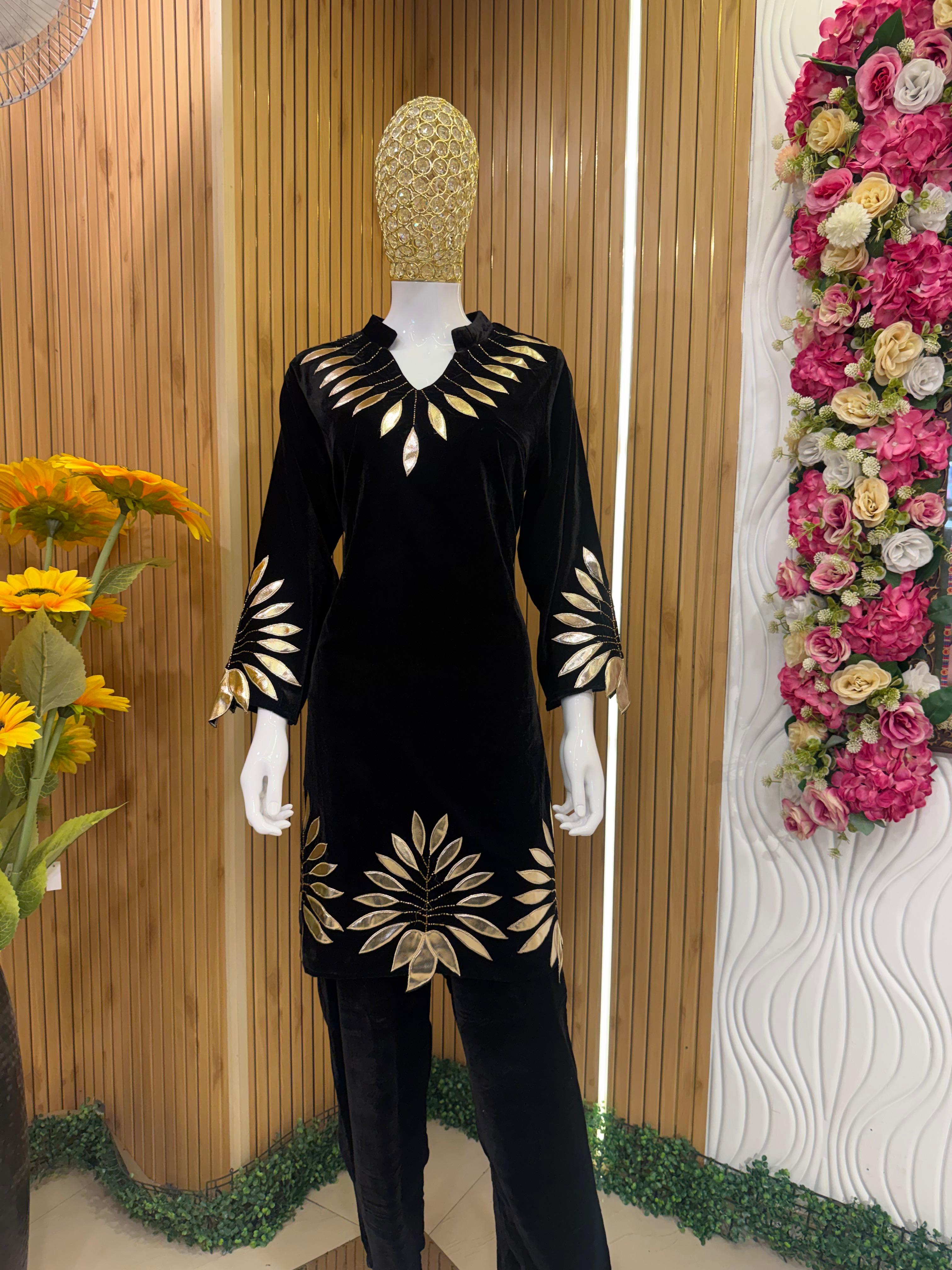 Black Velvet Statement Suit Set