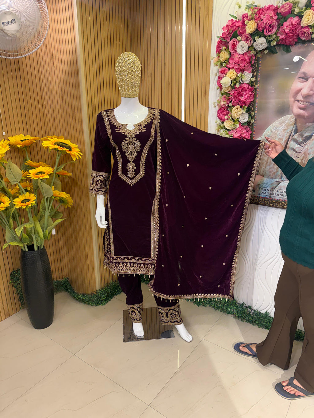 Royal Plum Velvet Embroidered Suit Set