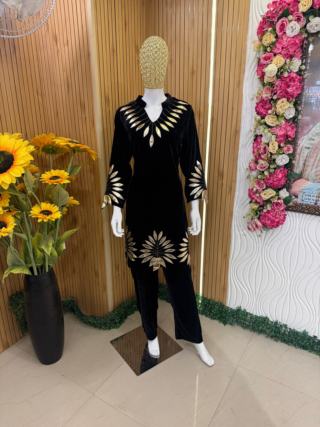 Black Velvet Statement Suit Set