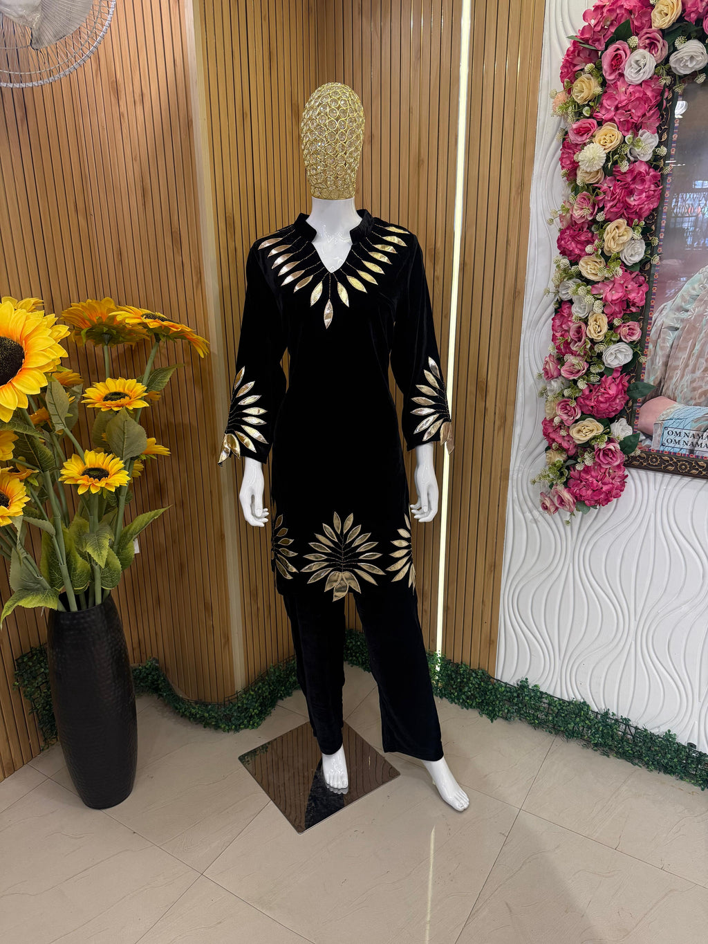 Black Velvet Statement Suit Set