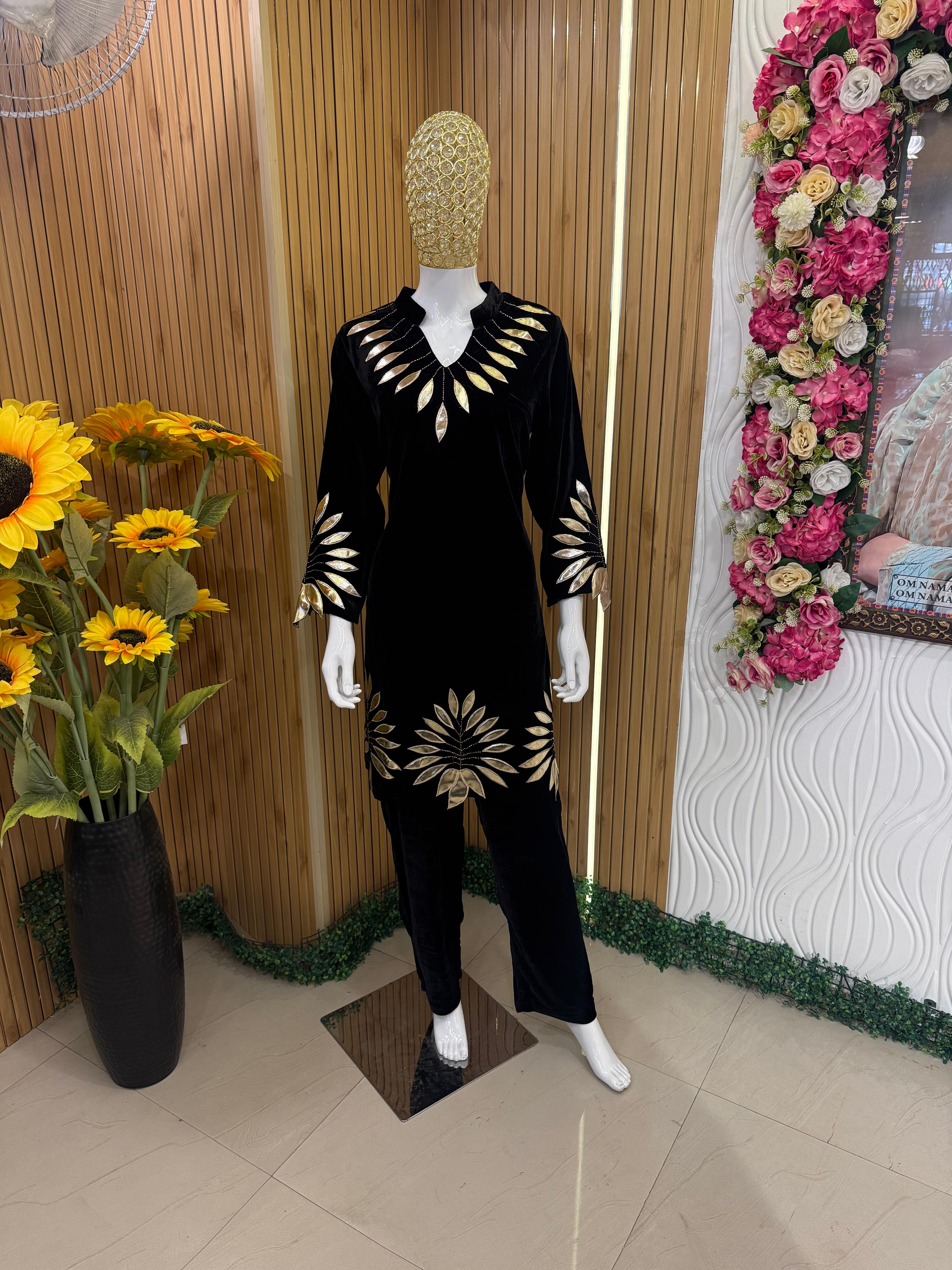 Black Velvet Statement Suit Set